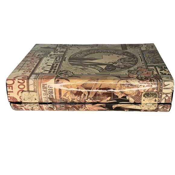 Decoupaged Laquer Box Alphonse Mucha La Peinture Laquered Trinket Jewelry Box - Picture 5 of 15